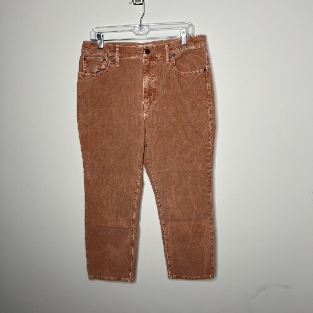 Madewell Pants‎ Womens 31P Pink Corduroy High-Rise Slim Boyjean Cropped Stretch